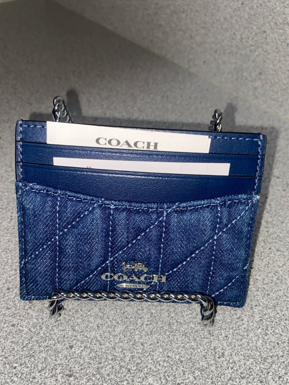 Coach Slim ID Card Case Quilted Denim NWT - Picture 6 of 9